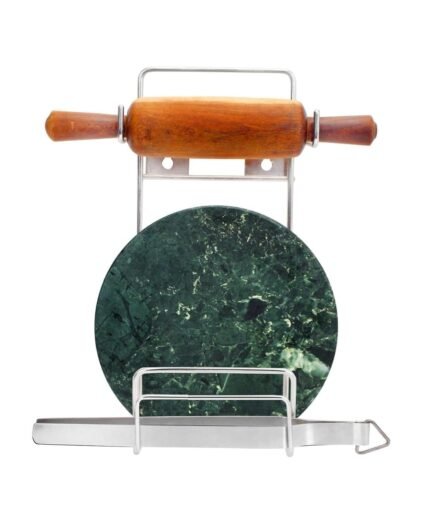 Stainless Steel Rolling Pin Holder 3 in 1 Chakla Belan Stand