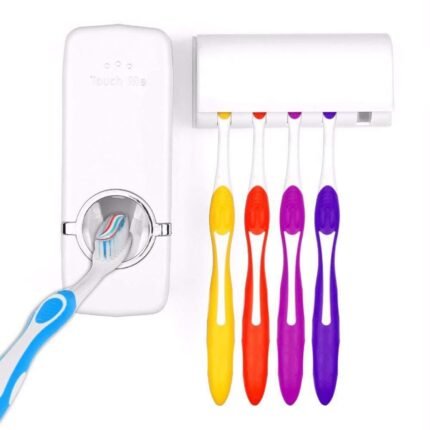 Toothpaste dispenser and brush holder