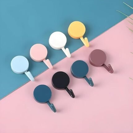 Self Adhesive colorfull round Wall Hooks pack of 10 pieces