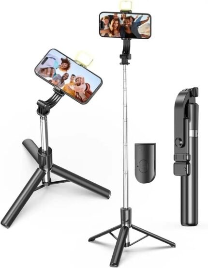 R1S-L Mini LED Fill Light Tripod Selfie Stick 3 in 1