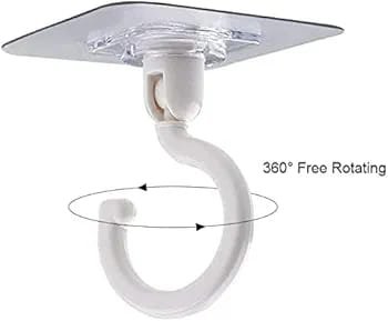 360 Degrees Transparent Hook  White 3.34 inch *2.95 inch