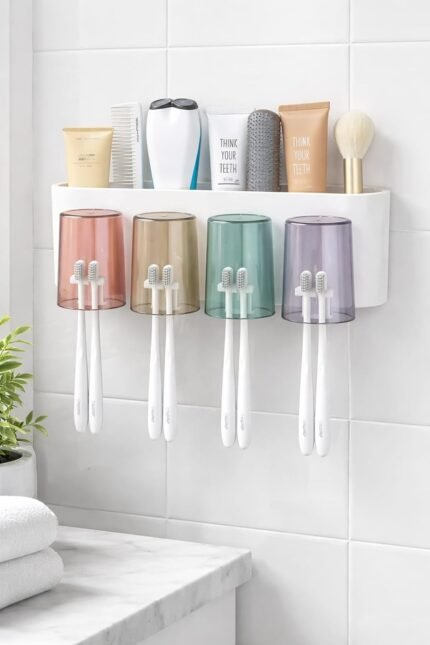 4 Cup Wall Mounted Toothbrush Holder