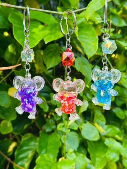 3D BEAR Liquid Oil Keychain (Multicolor) Pack of 1