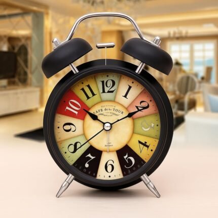 Black Vintage Twin Bell Alarm Clock