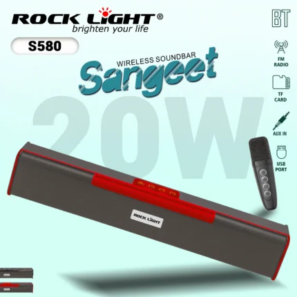 Rock Light Wireless Bluetooth Soundbar Speaker Microphone S 580