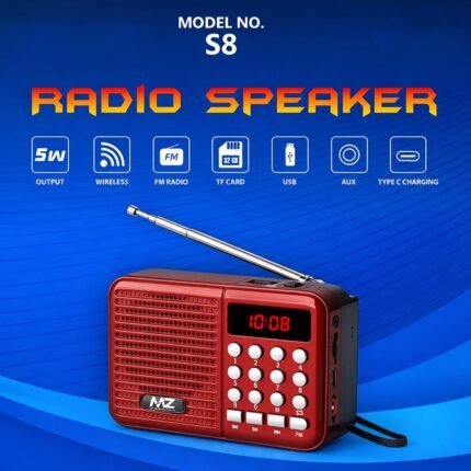 MZ S8 Portable FM Radio and Bluetooth Speaker – 5W