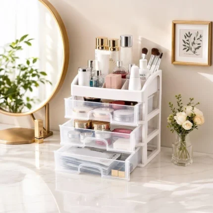 3 Layer Makeup Organizer With Drawers Stand