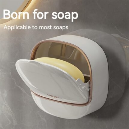 Wall-Mounted Soap Dish with Flip Cover
