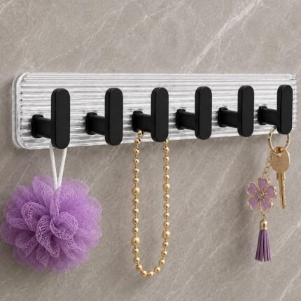 6 Acrylic Wall Hook Strip (Pack of 1) Black
